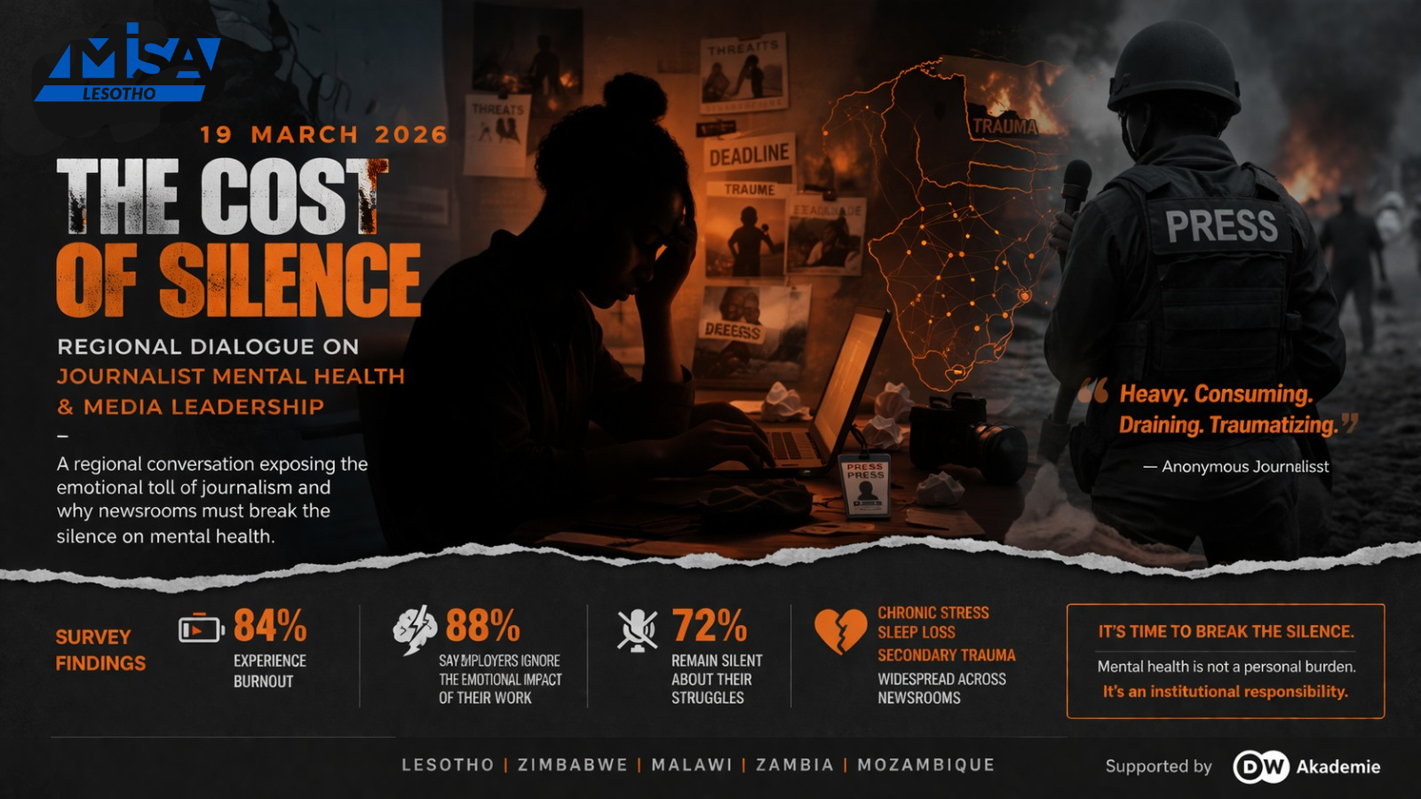 The Cost of Silence: Regional dialogue on Journalist Mental Health and Media Leadership