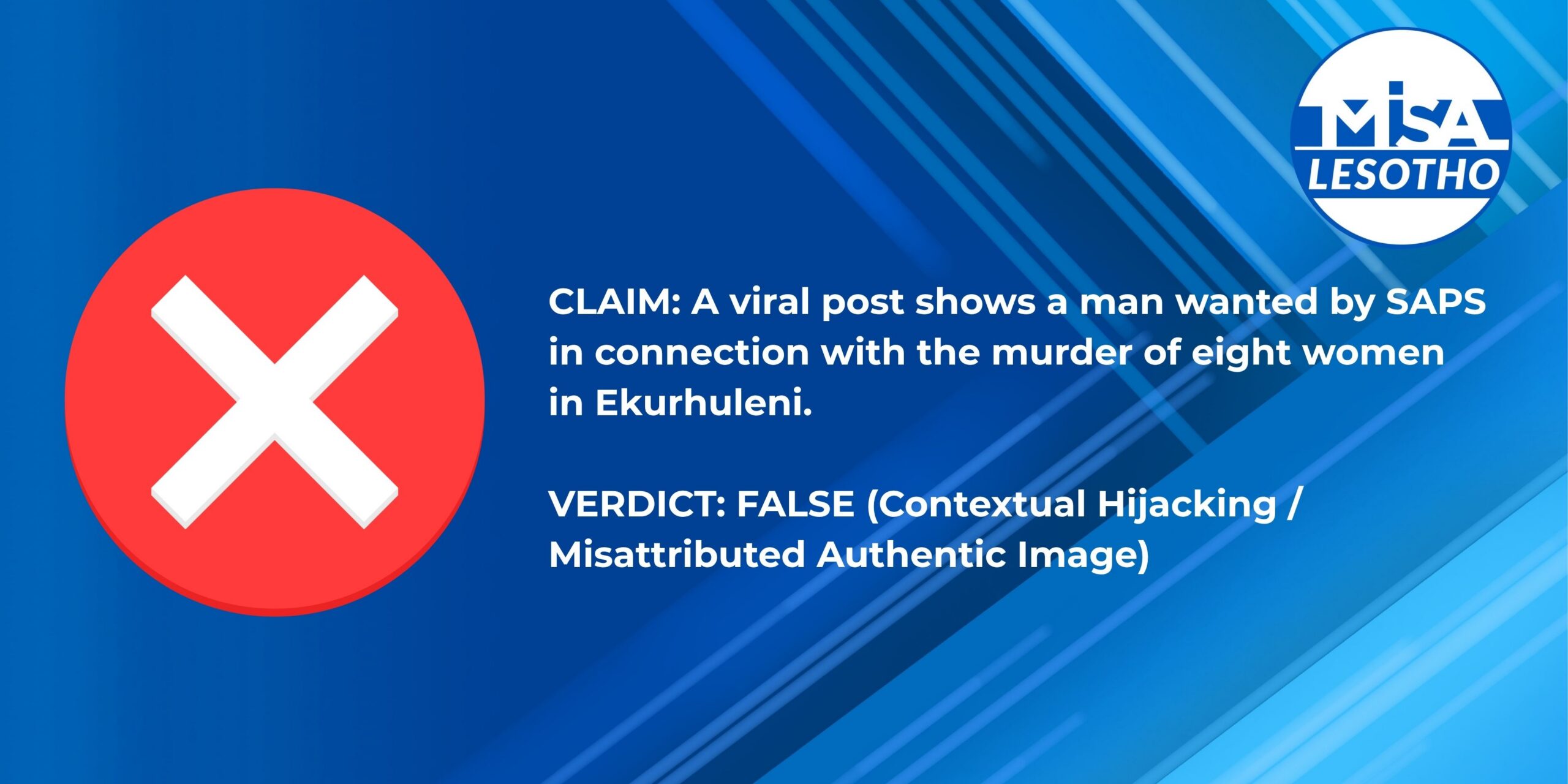 FALSE: Image of person of interest in Dobsonville rape case wrongly linked to Ekurhuleni women’s deaths